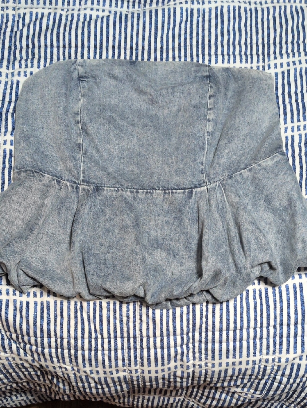 Denim Blue Strapless Crop Top